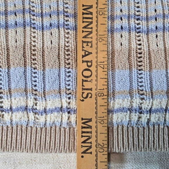 Vintage 90s Liz Claiborne Striped Knit Sweater Petite M Preppy Coastal Pastel - Picture 8 of 9